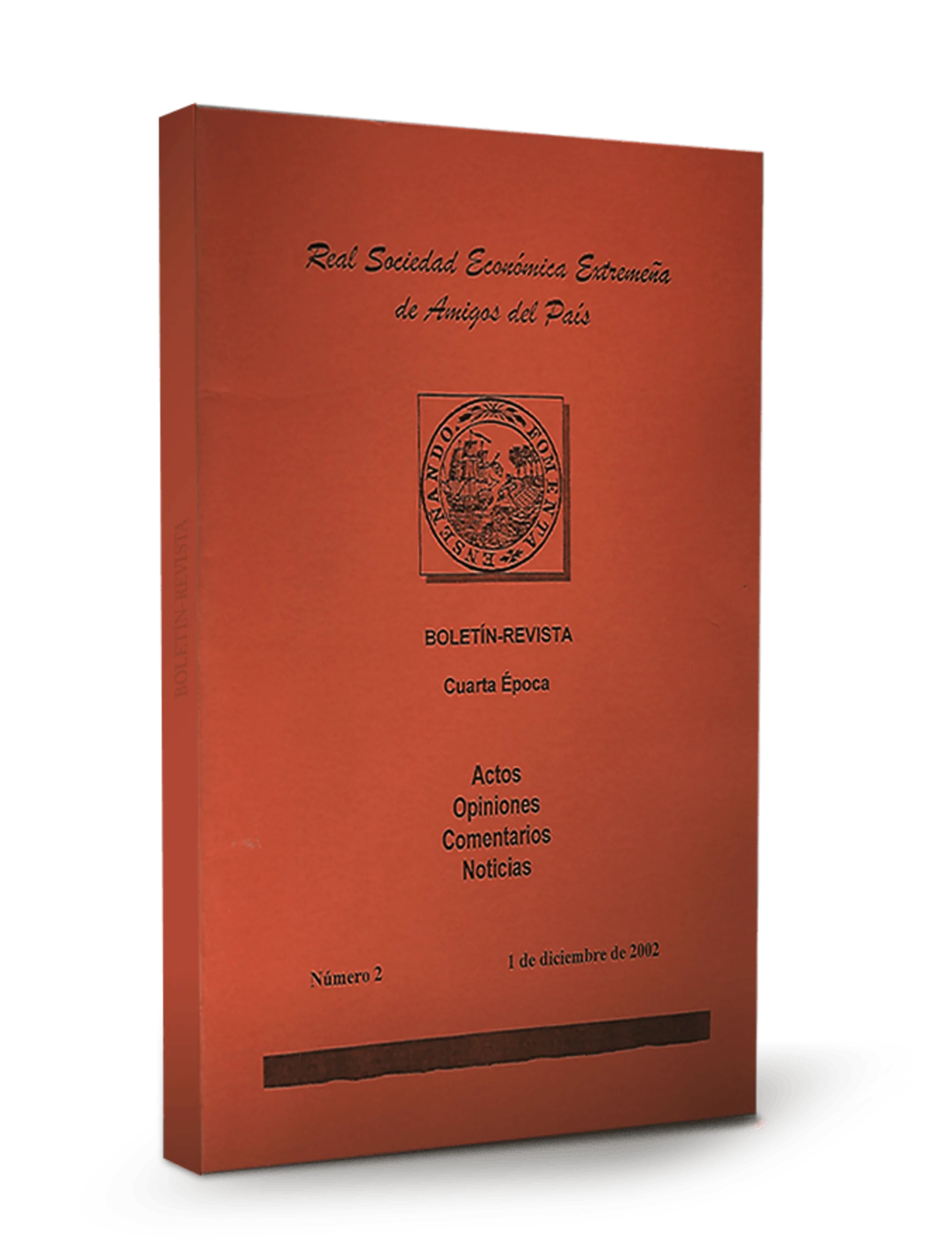 Portada del Boletín-Revista de la Real Sociedad Económica Extremeña de Amigos del País, número 2, diciembre de 2002